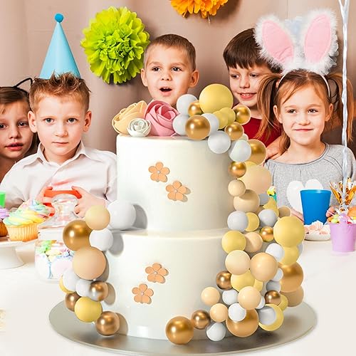 Miniatura 6 de ASTARON 32 piezas de decoración de pastel de bola, mini globos, bolas de espuma, palitos de espuma, para decoración de tartas, bolas de decoración