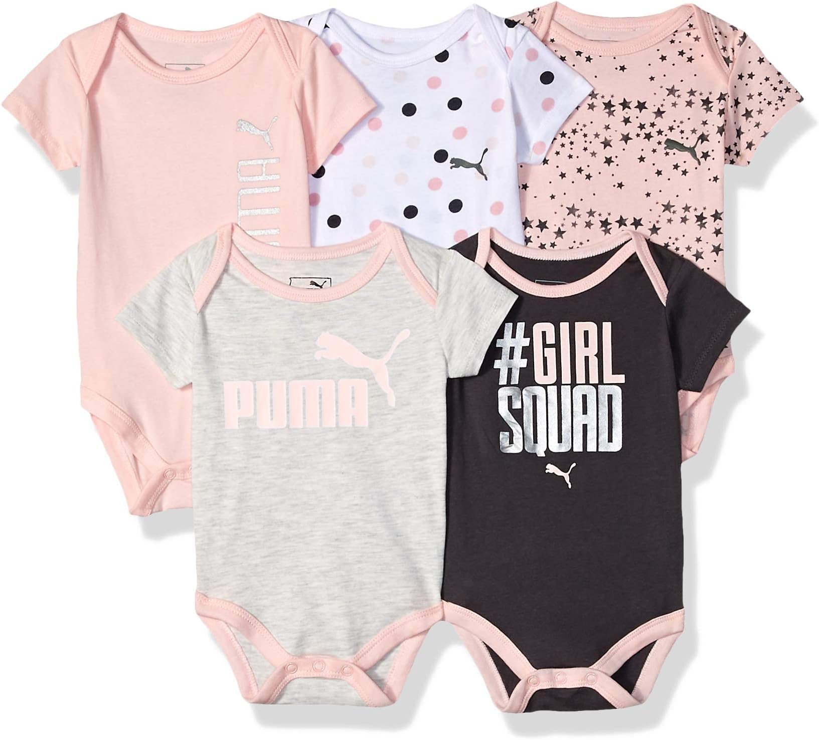 PUMA baby-girls 5-pack Bodysuit Set