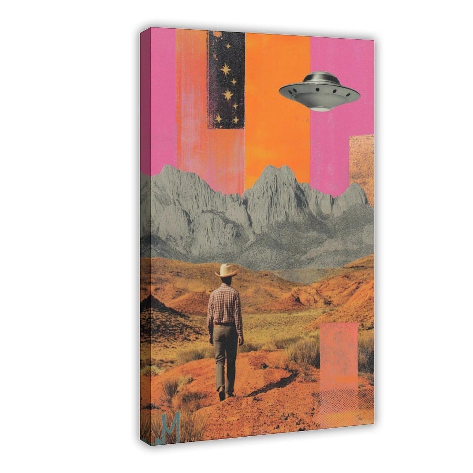 YWTJAX Surreal Western UFO Poster Canvas Poster for Home Decor Gift