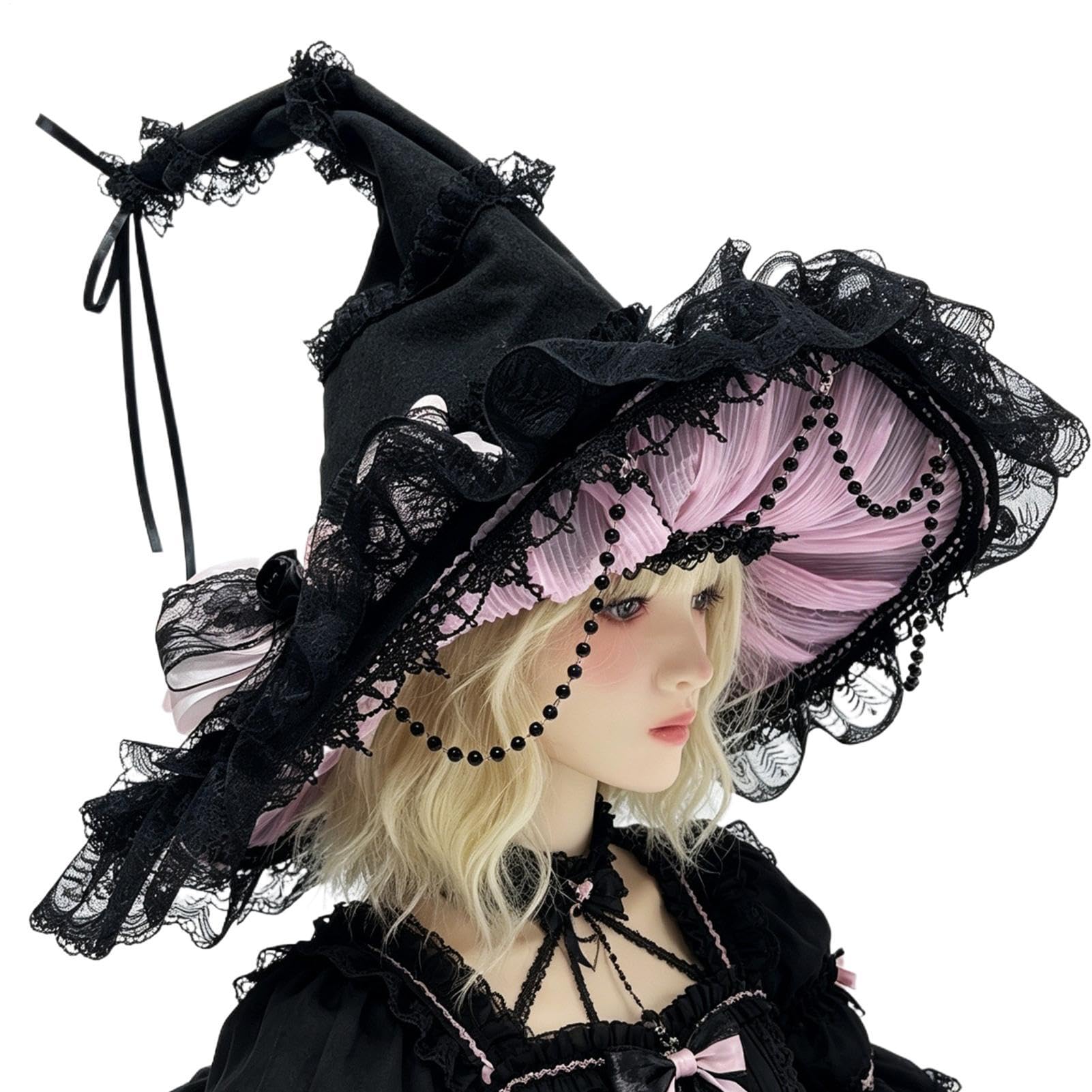 Kapelusze Czarownic Damskie Wygodne Szerokie Rondo Ozdoba Stroju Lolita