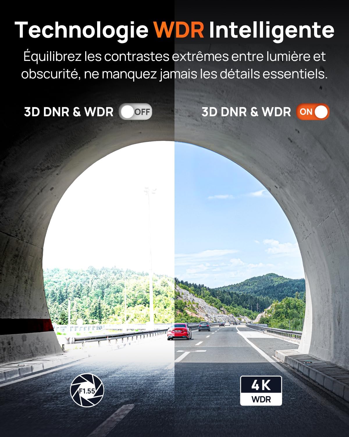 70mai M310 Plus 4K - Cámara de salpicadero frontal para coche, 2160P con rotación de 360°, WiFi y sensor G, súper visión nocturna y WDR, apertura F1.55, monitoreo de estacionamiento 24h, grabación en