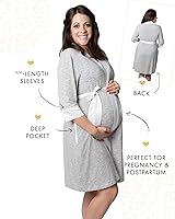 Vista 3 de Kindred Bravely Everyday Maternity Joggers (negro, XL) y bata de maternidad y lactancia de emmalina (gris, LXL)