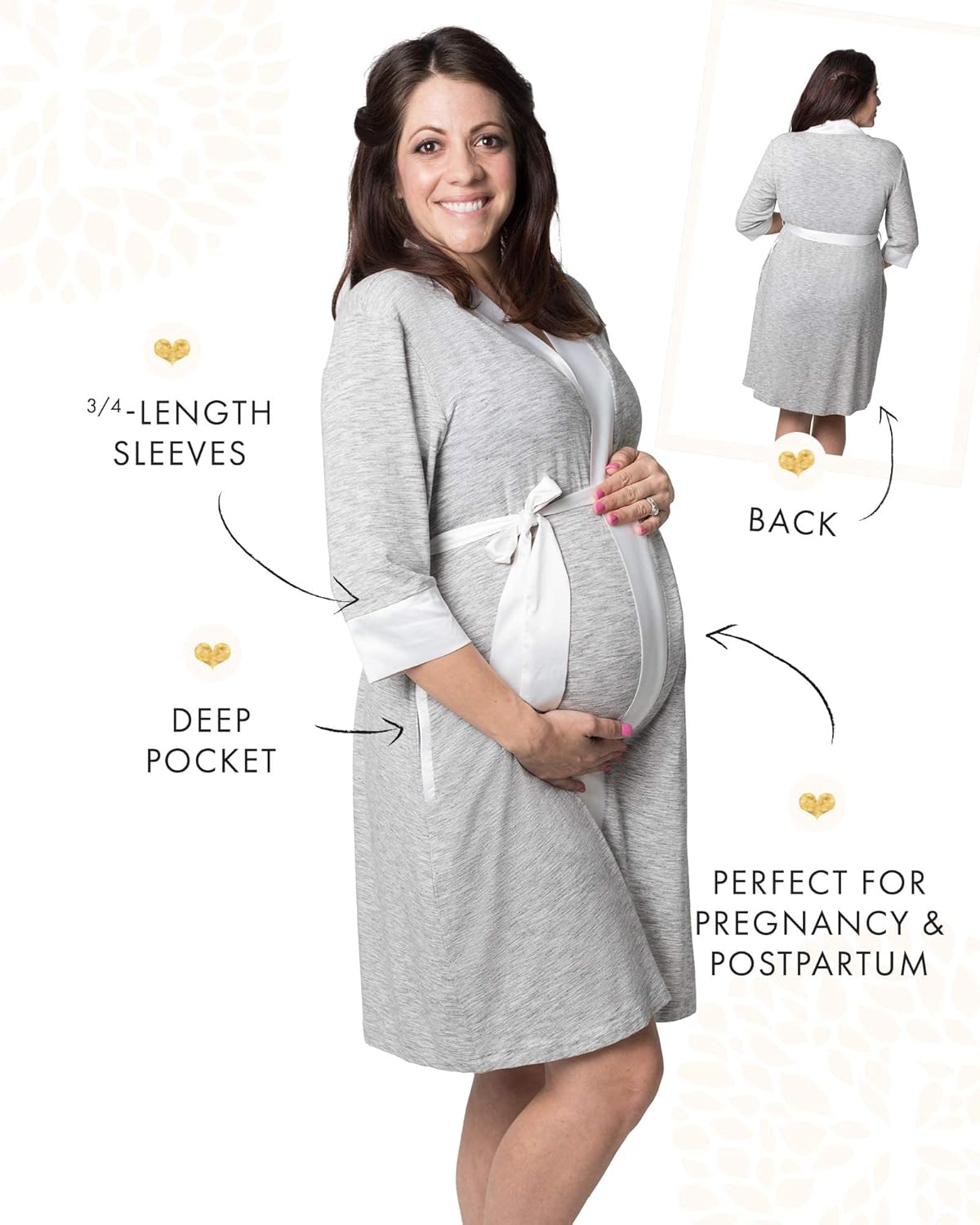 Kindred Bravely Everyday Maternity Joggers (Grey Heather, Large) & Emmaline Maternity & Nursing Robe (Grey, Large/X-Large) Bundle at  Women’s Clothing store