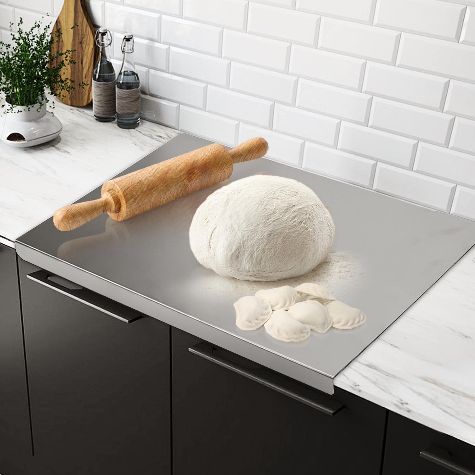 Tagliere In Acciaio Inox 316, 70x50 Cm, Spianatoia Alimentare Grande, Antiscivolo E Antiaderente, Per Impastare E Tagliare