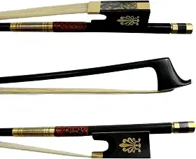 Arco Violino 4/4 Fibra Carbono Liso Profissional Premium Gold Talão Ébano