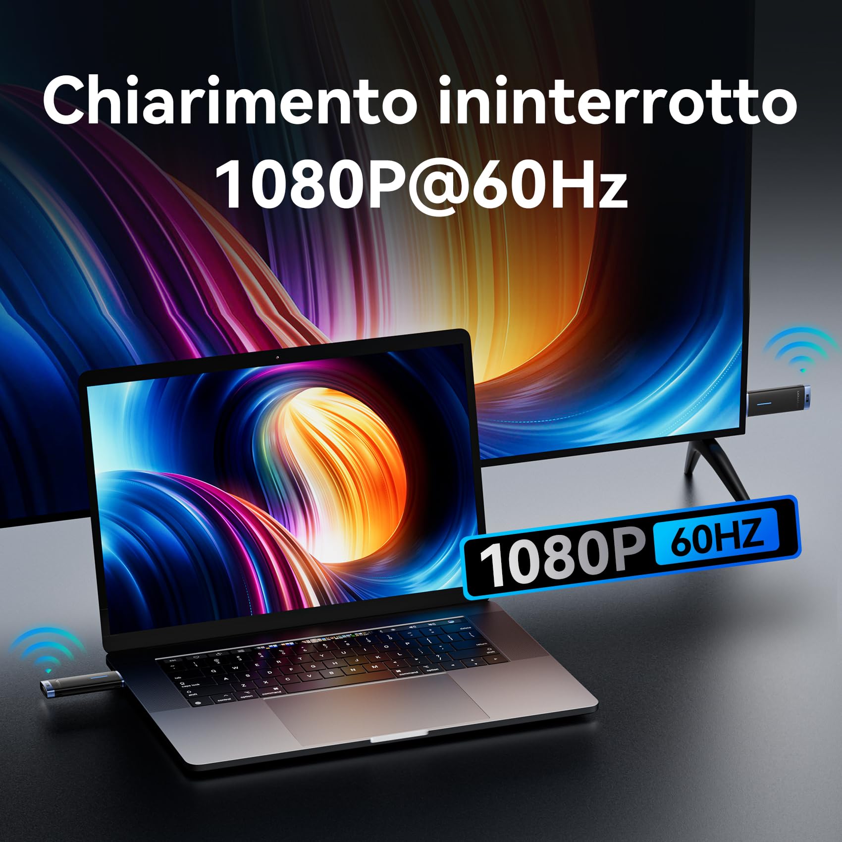 VENTION Trasmettitore e ricevitore HDMI wireless, Kit 1080P@60Hz Plug & Play, 165FT/50M di portata con tecnologia 5G per trasmettere video da laptop/PC a monitor/proiettore/TV