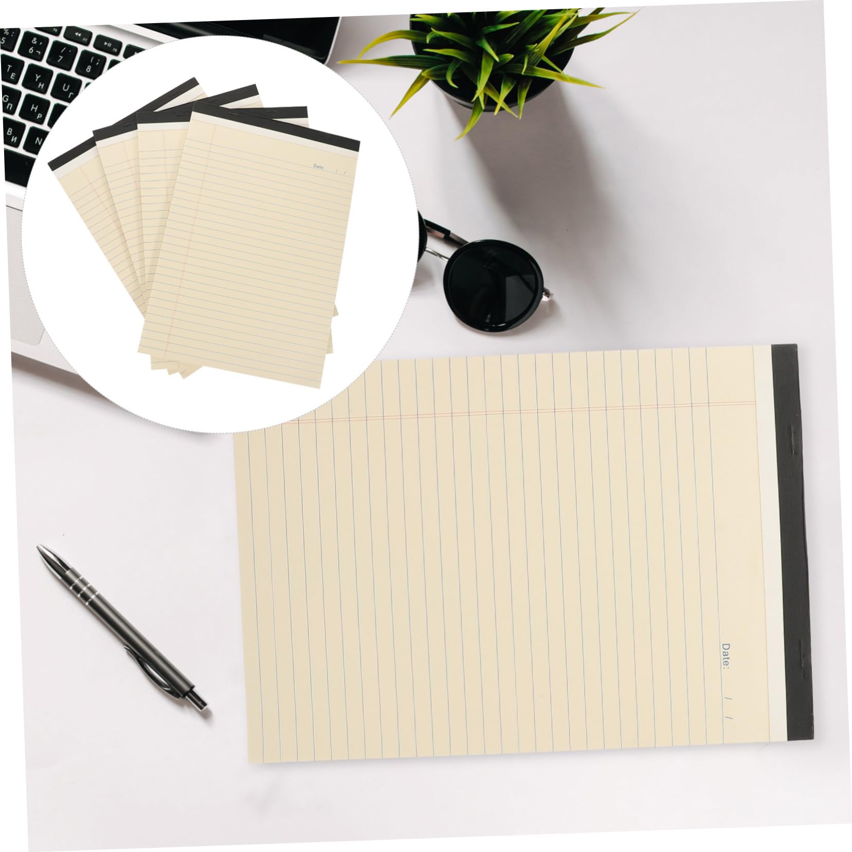 A4-abreißnotizblock 4 Stück-packung aus Papier mit Linierten Seiten | Beige, Undatiert mit Dickem Blatt, für Schreibtischplanung und Terminübersicht