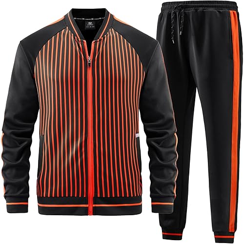 ANOTWENER Men's Track Suits 2 Piece Stand-up Collar Long Sleeve with Double Side Pockets Jacket and Sweatpants
