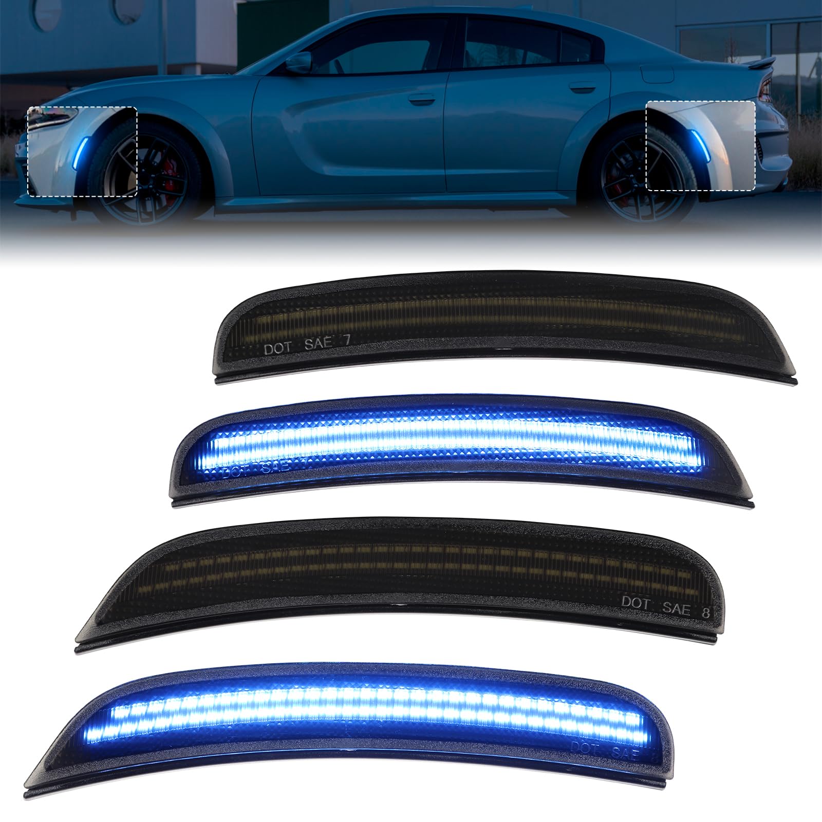 Amazon.com: FetonAuto Blue LED Side Marker Lights for Dodge