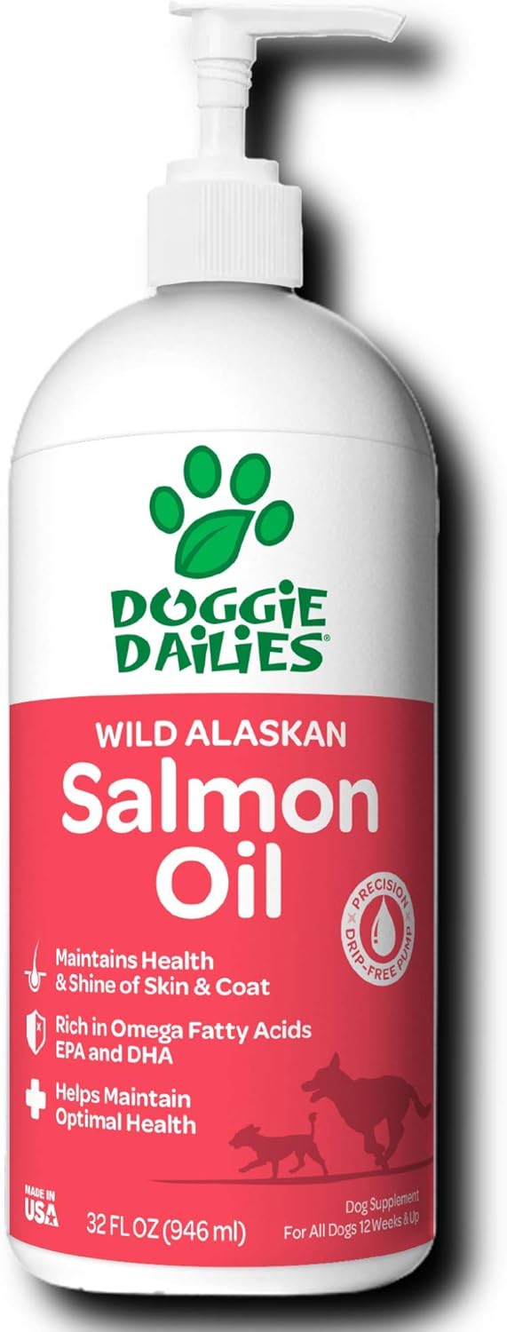 Doggie Dailies Salmon Oil for Dogs free 3 fo Pump 32oz Omega Bottle Doggie Dailies Salmon Oil for Dogs free 3 fo Pump 32oz Omega Brand new Bottle