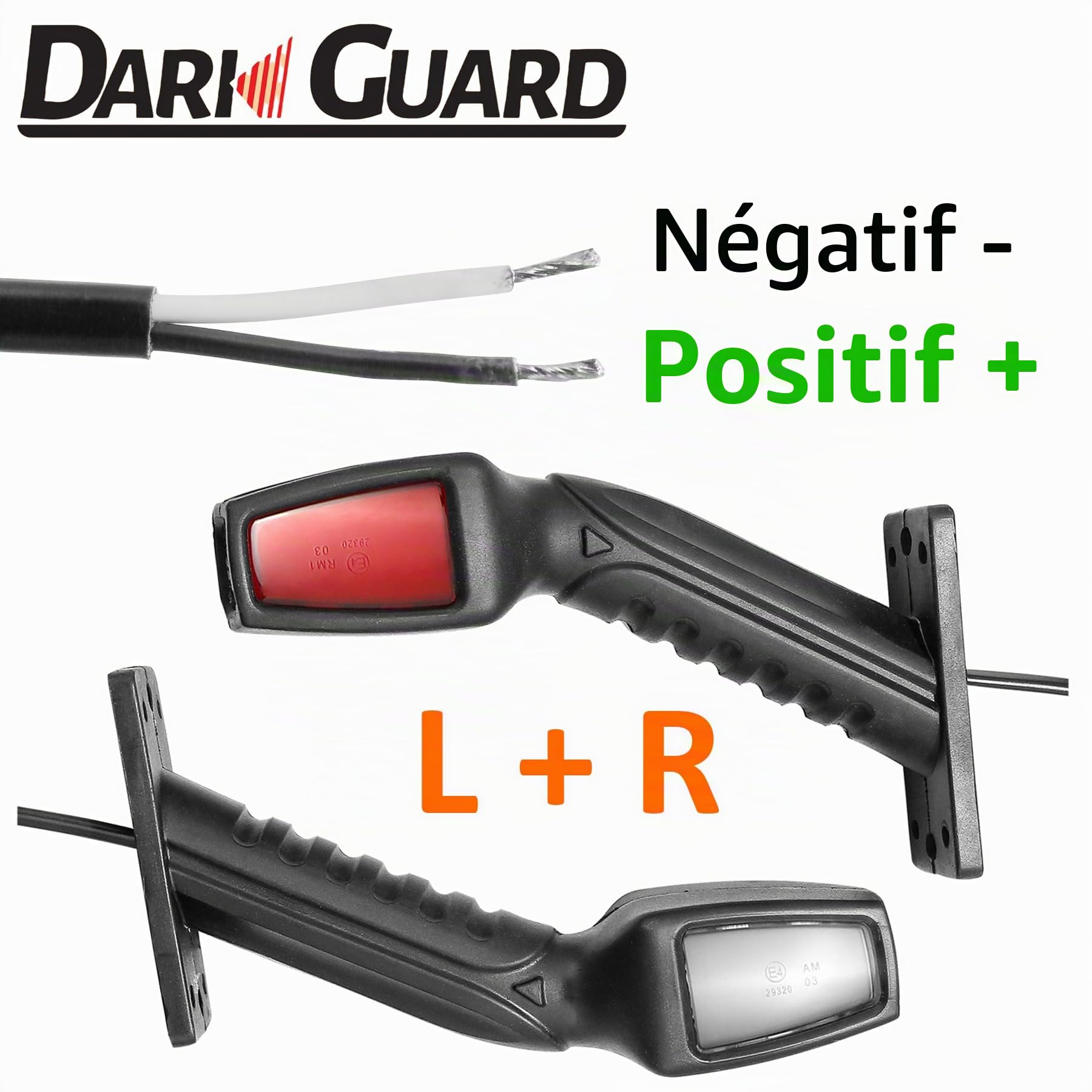 Lot de 2 Feux de Gabarit LED Caoutchouc Feu de Gabarit Latéral Feux d'encombrement LED Feu de Position Voiture Camion Caravane Lumière Blanc Rouge Orange ECE Etanche