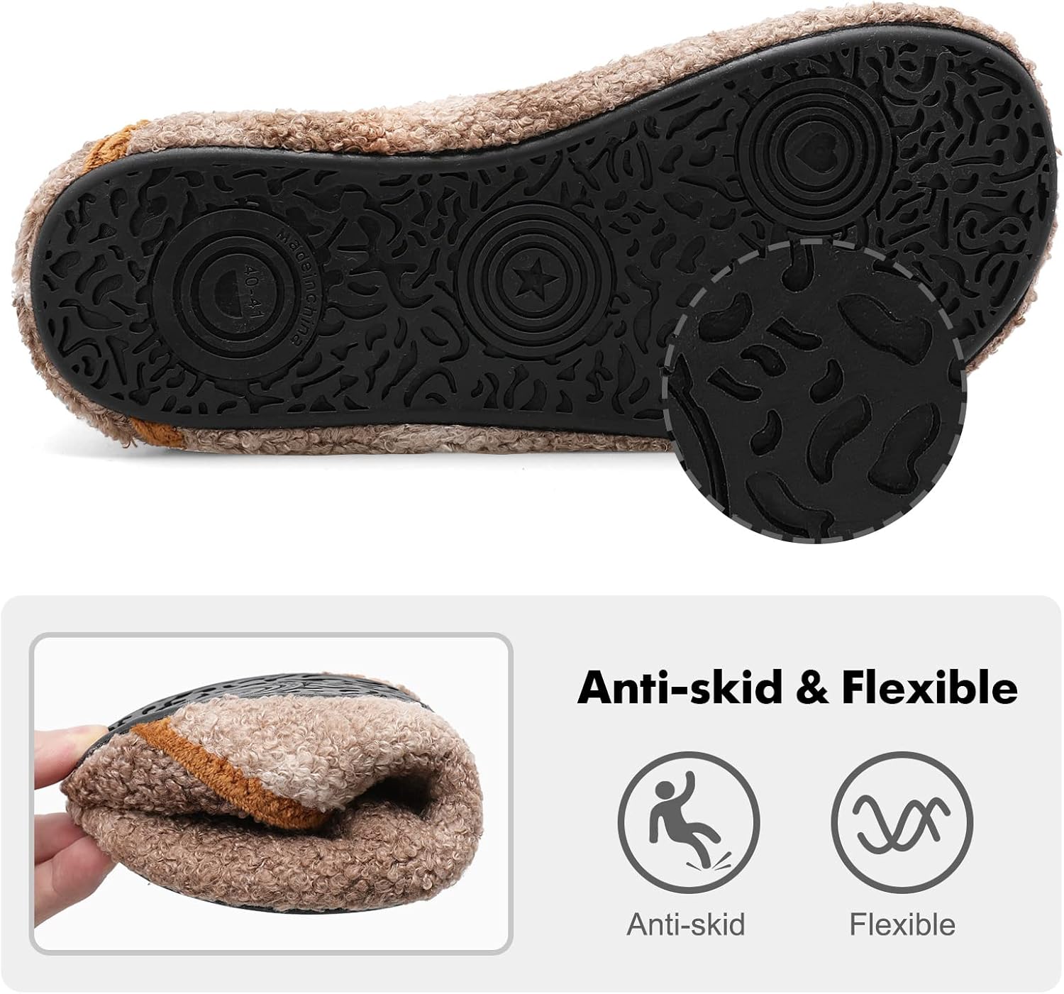 XIHALOOK House Slippers for Women Men Cozy Sock Shoes with Soft Rubber Sole Slip On for Indoor/Outdoor - Image 5