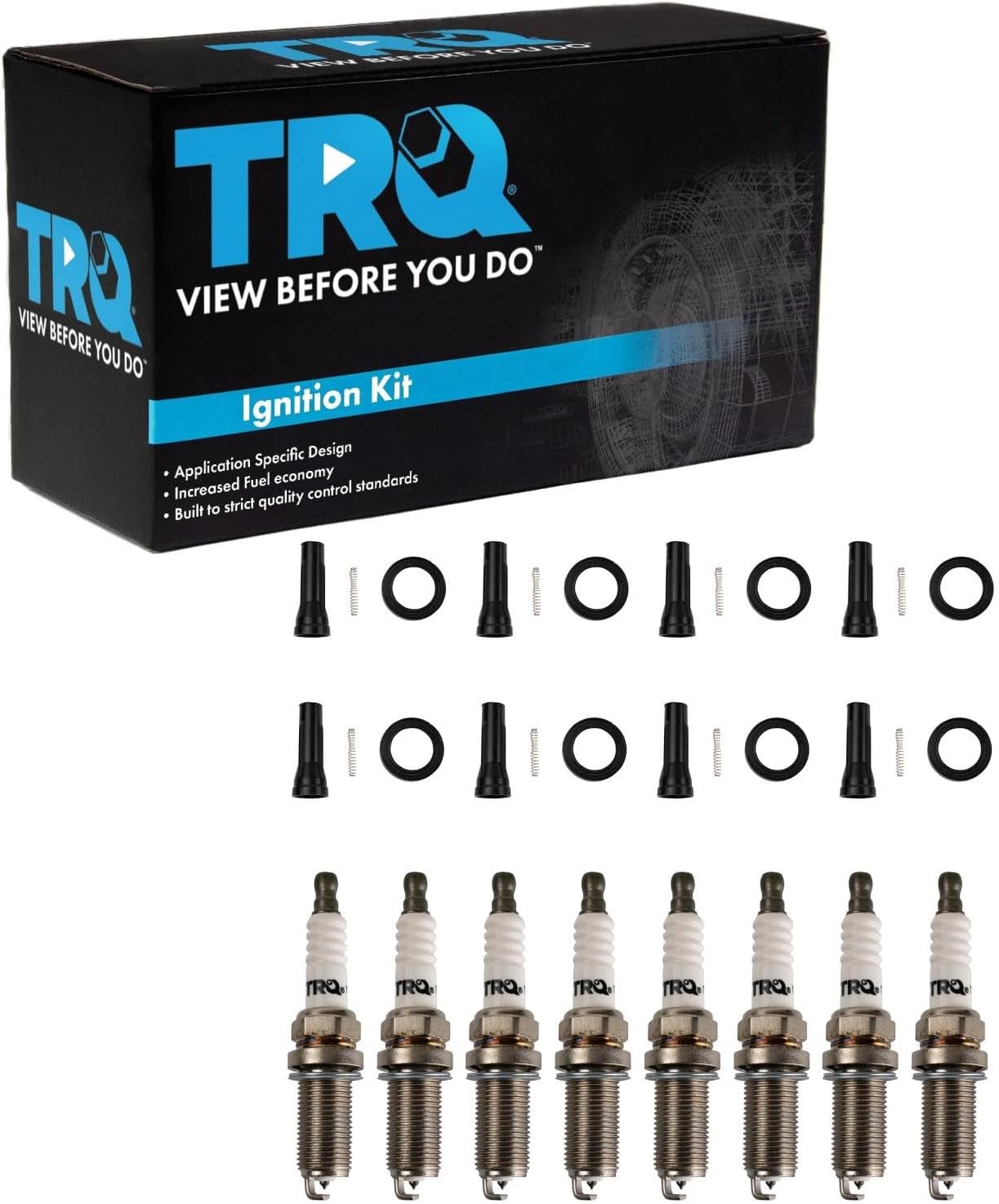 TRQ Spark Plug Kit 8 Piece Iridium Spark Plugs Compatible with 07-17 Lexus LS460 08-16 LS600h 08-21 LX570 10-21 GX460 07-21 Toyota Tundra 08-21 Land Cruiser 08-21 Sequoia