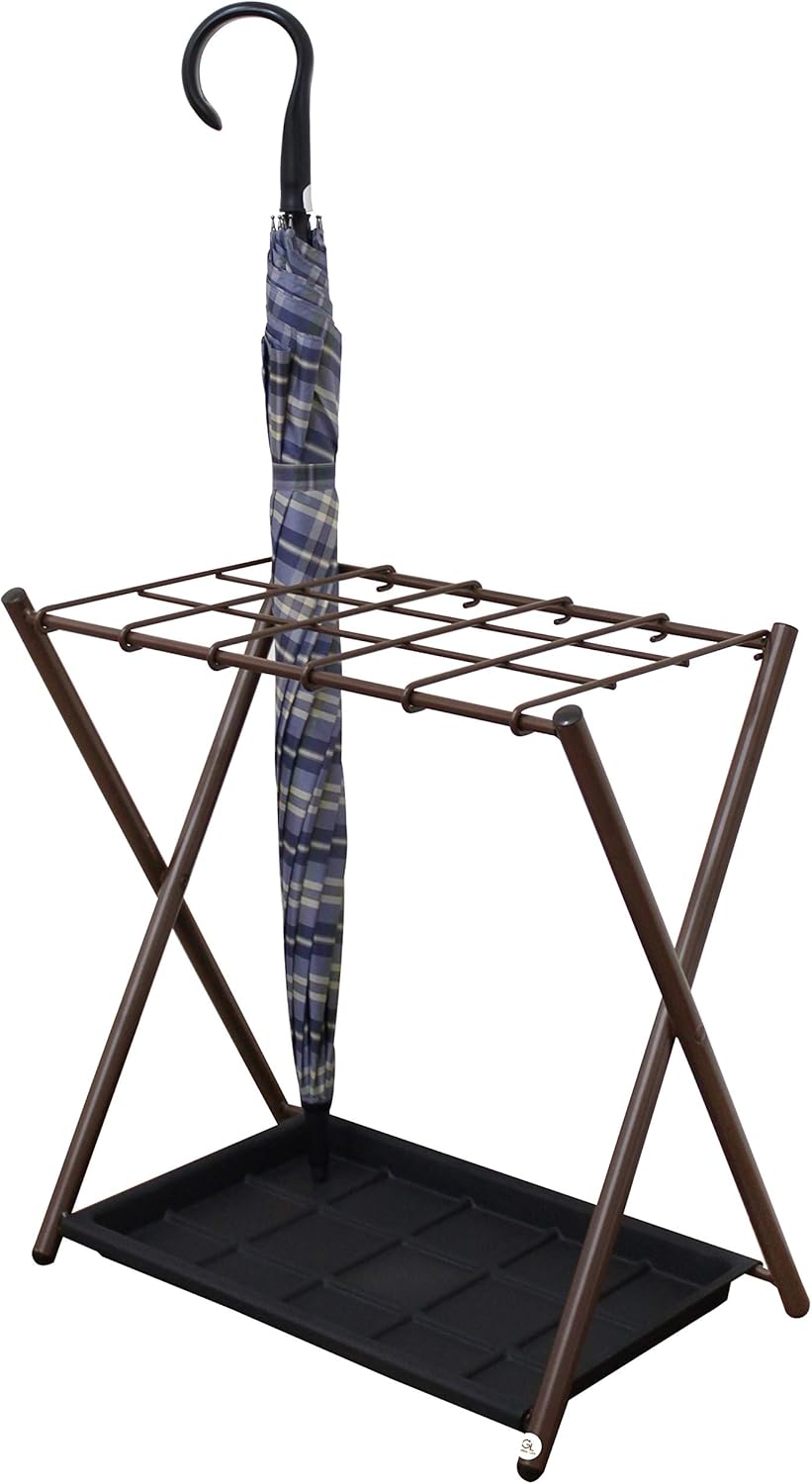 Folding Umbrella Storage Stand Rack Holder Organizer Bin for Entryway Home Commercial Office Décor with Drip Tray