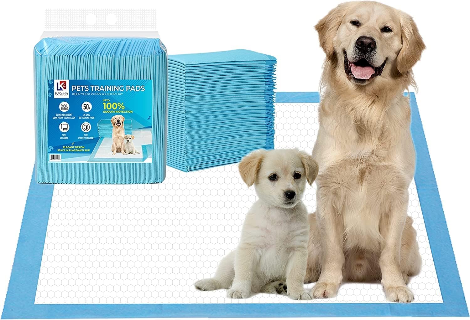 KASH4 Puppy Pads Hexagonal Designed Dog Pads Large Size Pack of 20