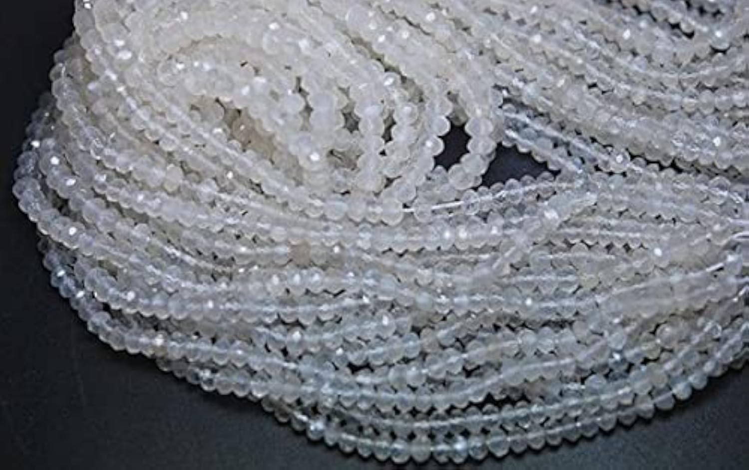 Rondelles pierre de lune blanche 4mm de qualité supérieure par LKBEADS