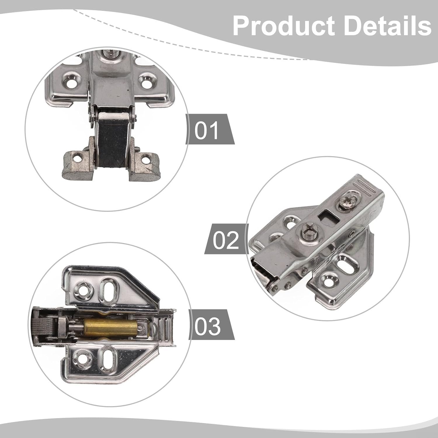 Stainless Steel Furniture Hinge Set for Corner Installation, Perforated Small Aircraft Pipe Hinge with Soft Close Buffer for Kitchen Cabinet Door and Wardrobe Closet(B)