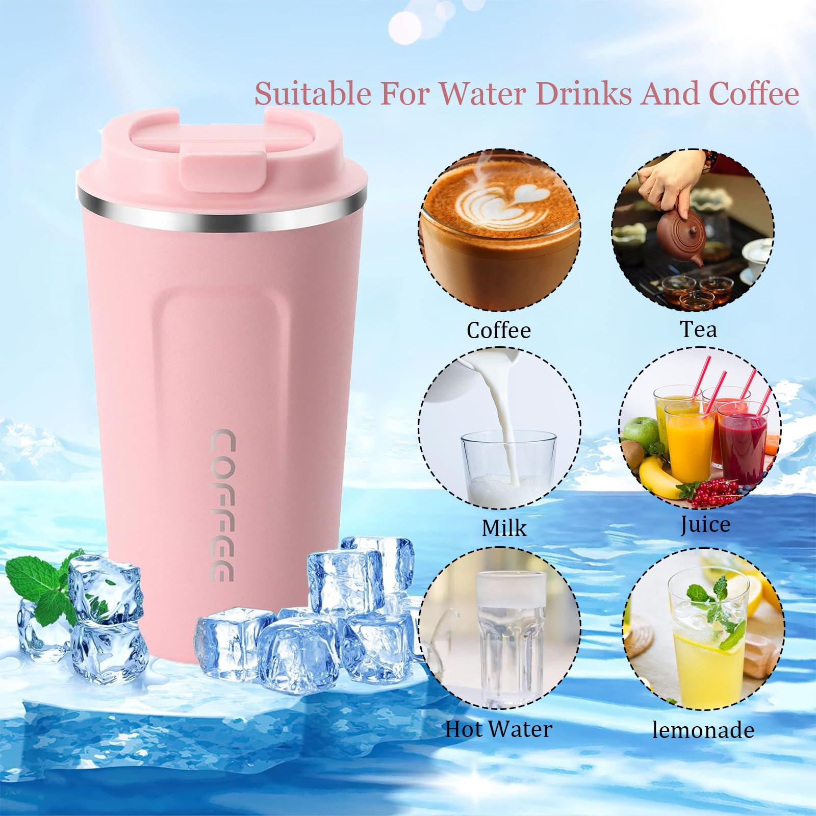 GEMFUL Mug Isotherme Cafe Tasse De Voyage Pour Café Chaud Et Froid