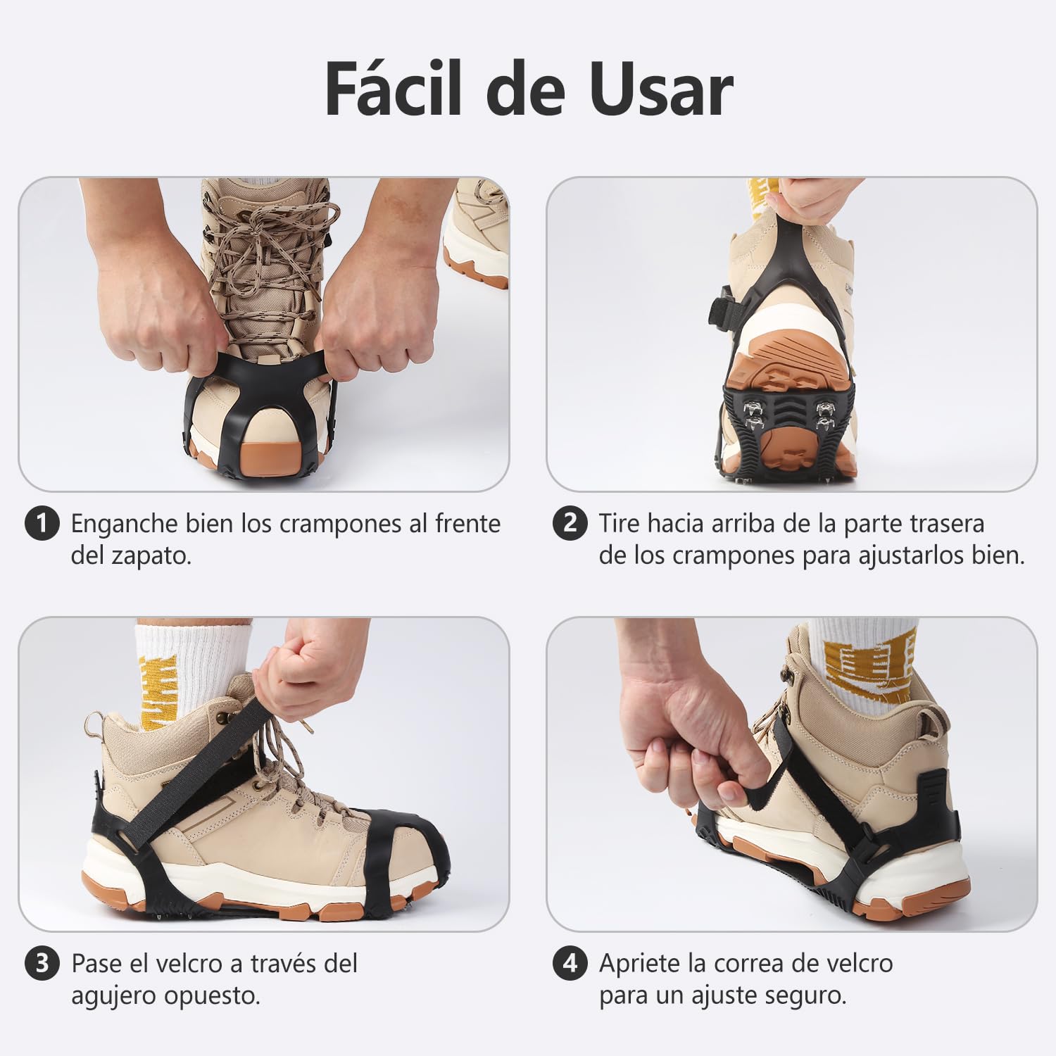 Crampones de Acero Inoxidable, Antideslizante Nieve Hielo Tracción para Botas Zapatos para Caminar, Senderismo, Escalada, Pesca y Montañismo