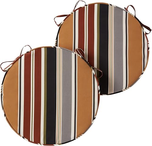 South Pine Porch CojĂn redondo reversible para asiento de comedor de 18 pulgadas (paquete de 2), diseño de rayas de ladrillo, 2 unidades South Pine Porch CojĂn redondo reversible para asiento de comedor de 18 pulgadas (paquete de 2), diseño de rayas de ladrillo, 2 unidades