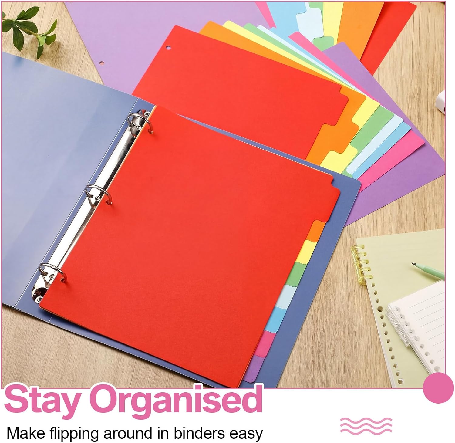 Fulmoon 320 Pieces 3 Ring Binder Dividers with Tabs 40 Sets 8 Tab Dividers for 3 Ring Binders Letter Size 3 Hole (Neon Color)