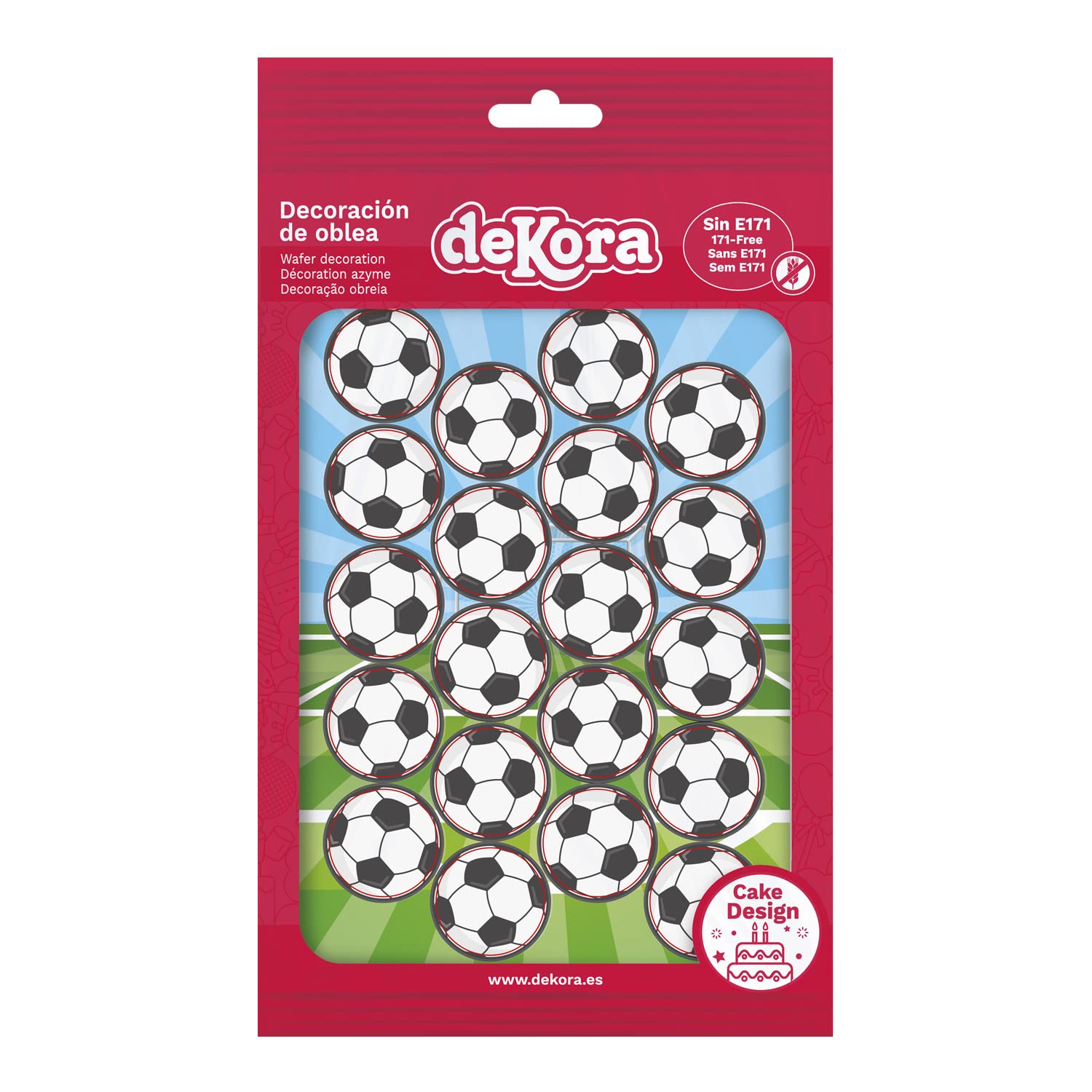 dekora Decoración Comestible de Tartas de Cumpleaños Infantiles Oblea Mini Balones Futbol, 3,4 cm