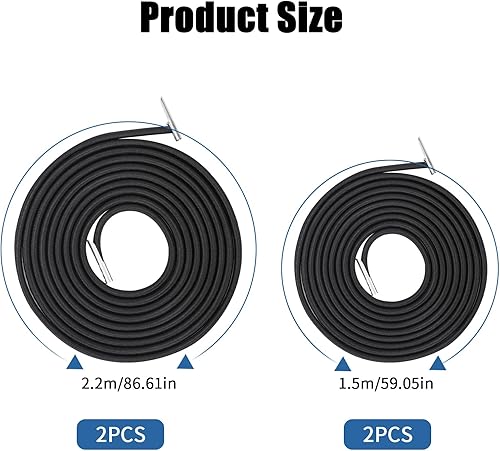 Miniatura 3 de Paquete de 4 cables de repuesto para silla de gravedad negra mejorados, cordón de repuesto para silla de gravedad cero, cordón de reparación para