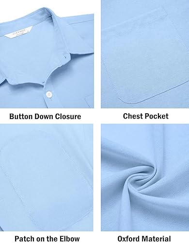 Miniatura 55 de COOFANDY Camisa Oxford de manga larga con botones para hombre, camisas de vestir de ajuste regular