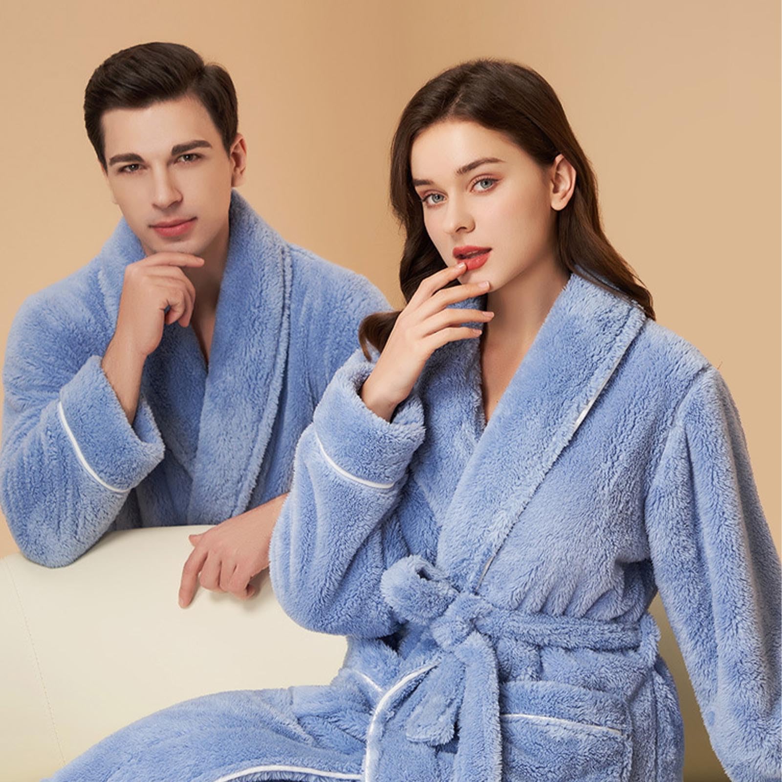 Générique Pigiama da uomo invernale – Set pigiama e pigiama caldo in misto cotone doppio spesso per uomo e abbigliamento da coppia invernale pigiama invernale uomo