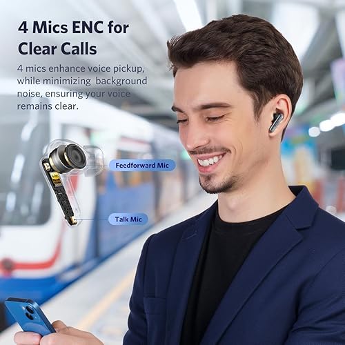 Miniatura 4 de EarFun Auriculares inalámbricos Air 2, controladores de 0.394 pulgadas con auriculares Bluetooth LDAC, audio de alta resolución, Bluetooth 5.3 con
