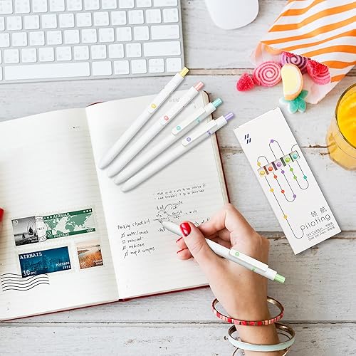 Miniatura 2 de Lanxivi 5 bolígrafos de gel de secado rápido, tinta negra, punta fina de 0.020 in, bolígrafos retráctiles de alta calidad, estilo retro