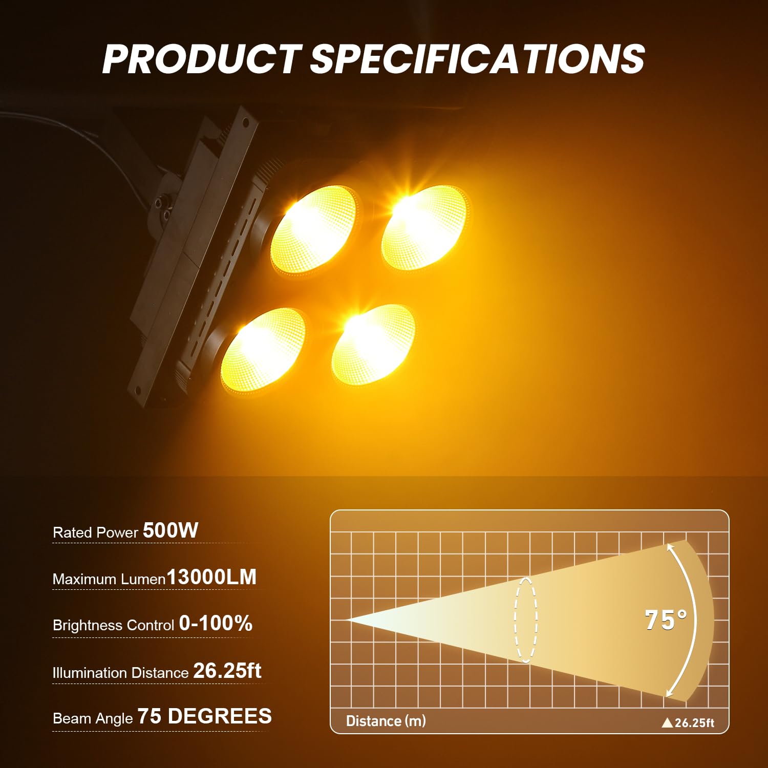 BETOPPER 4 x 100 W LED Par Light Warm Cold White 4 eye COB Stage Light