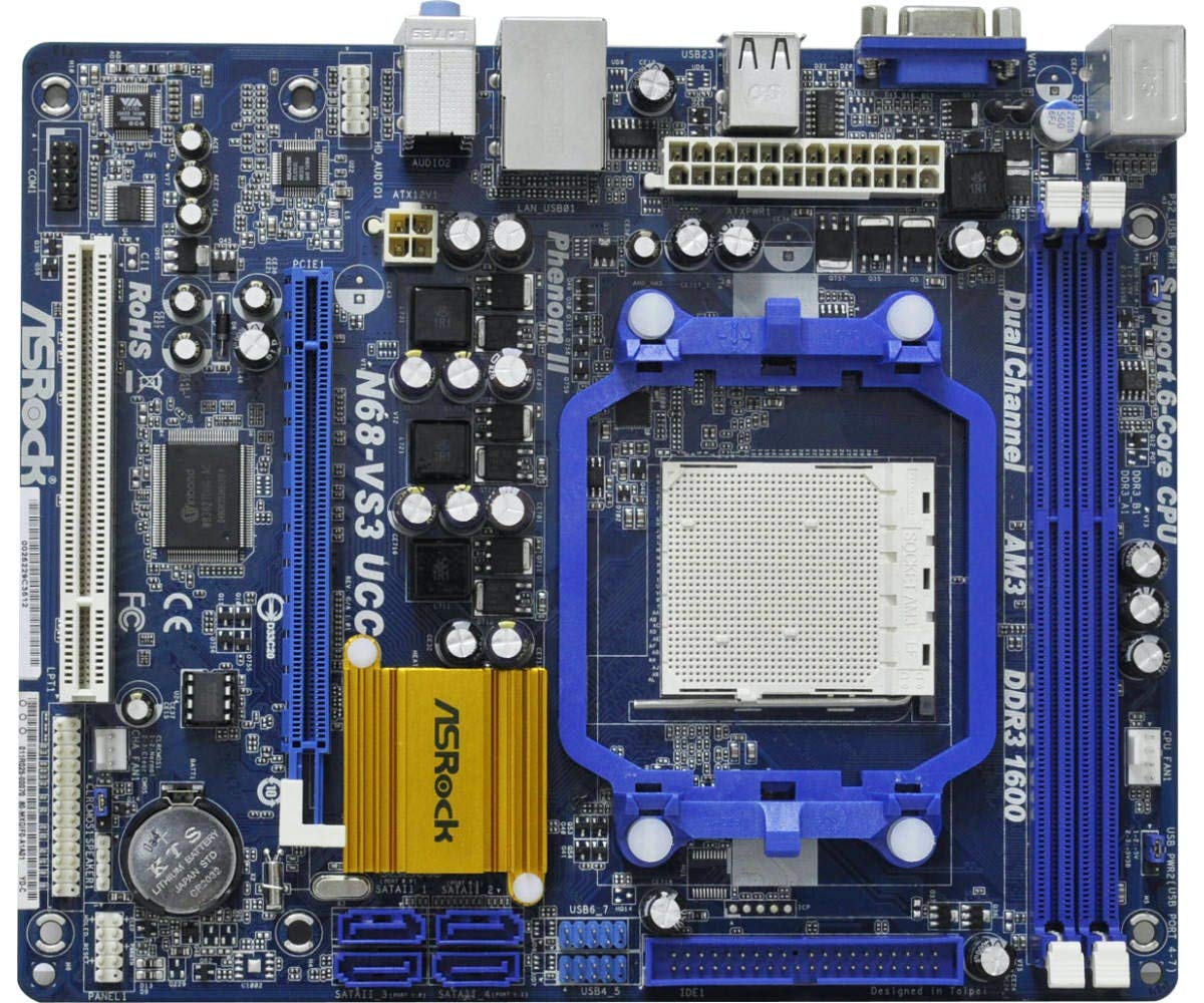 Carte Mère ASROCK N68-VS3 UCC REV G/A 1.01 - Socket AM3, Occasion Fonctionnelle