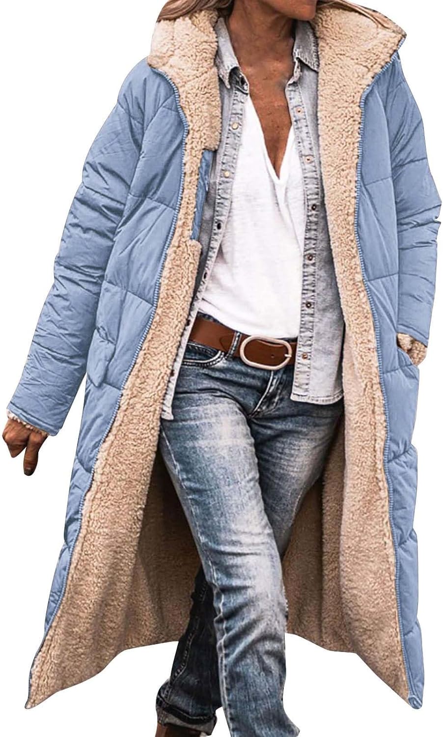 Chanpning Women's Long Hooded Winter Coat with Dominican Republic