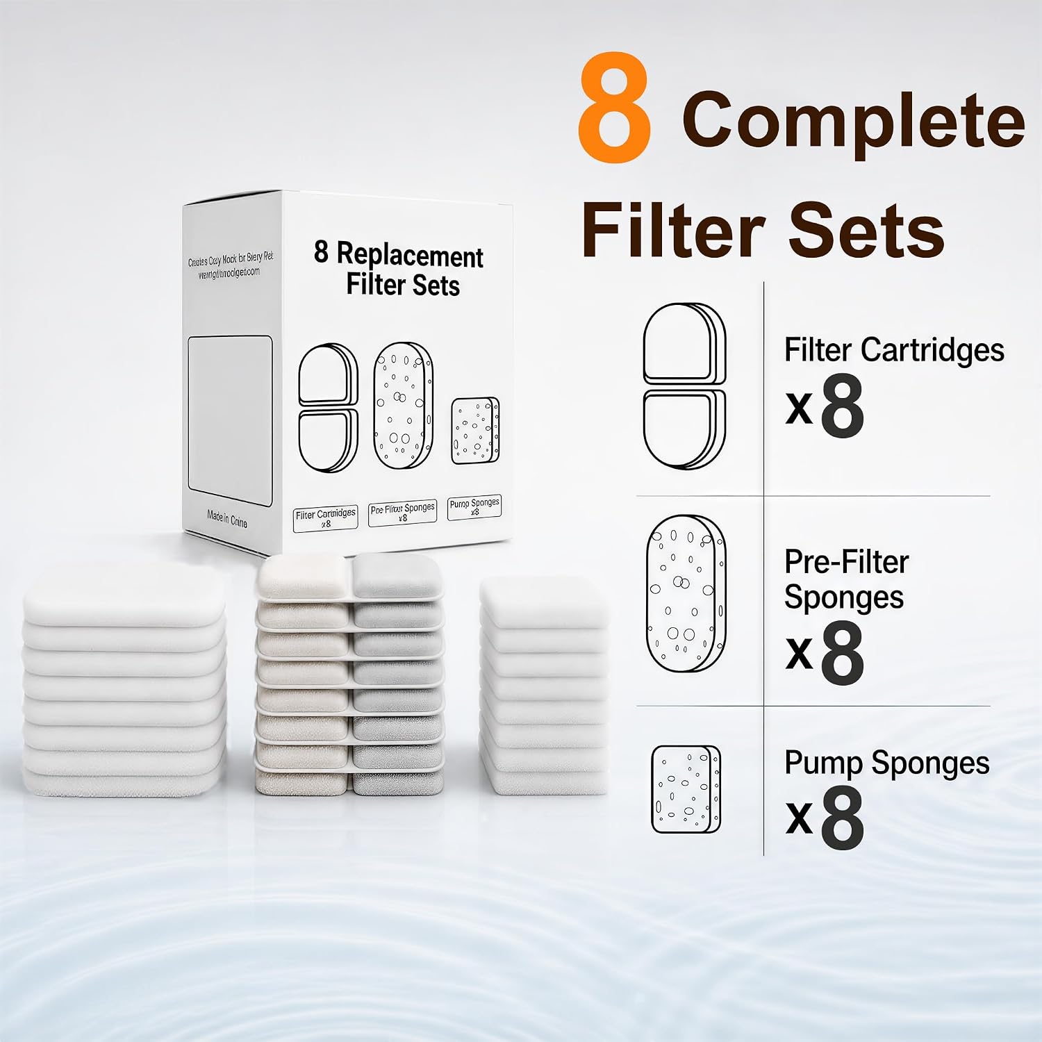 4L Dog & Cat Water Fountain Filters, 8-Pack Replacement for YSJ402 image 2