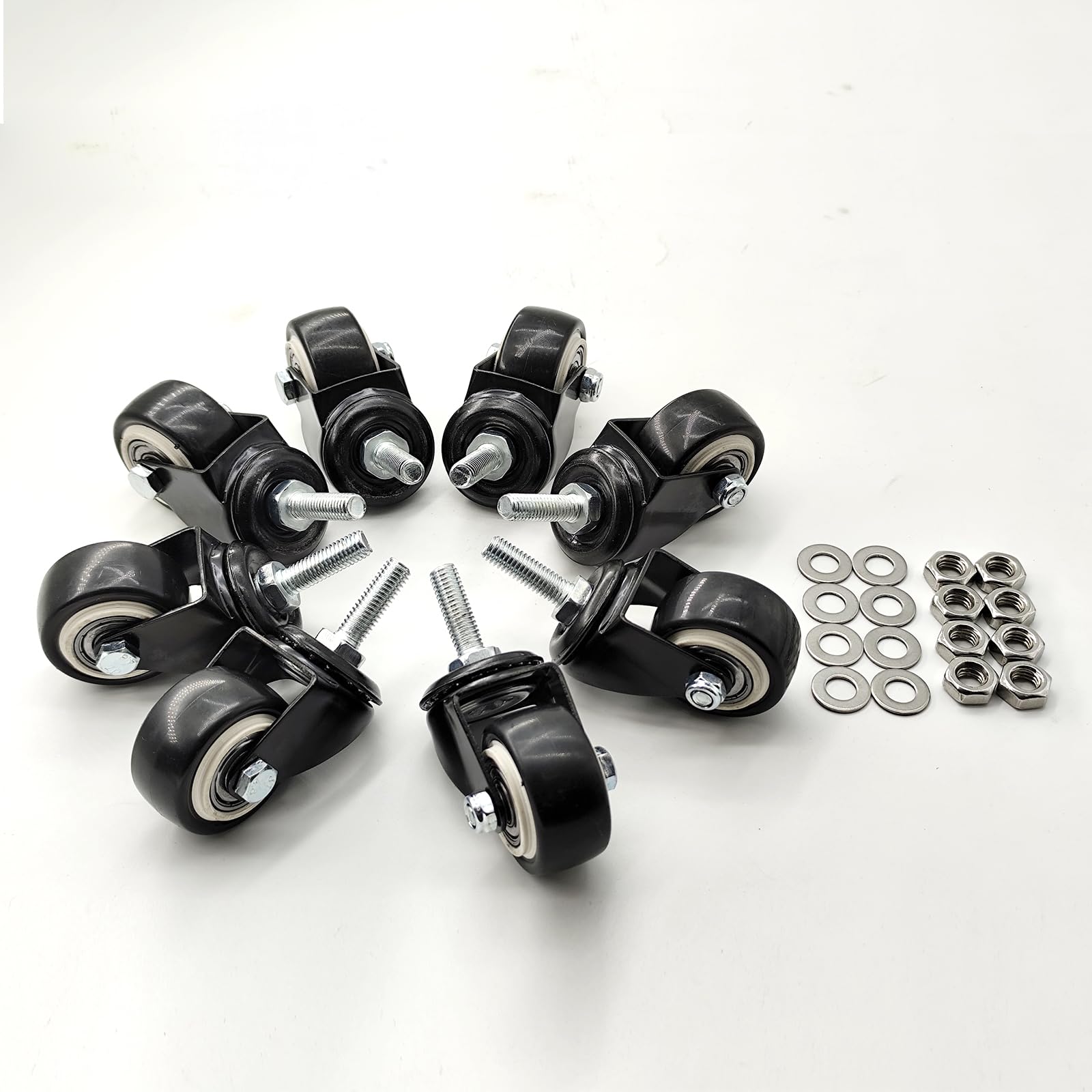 FWZJ Lot De 4 Roulettes Pivotantes M8 Polyuréthane – Charge 150 Kg Pour Meubles, Chariots Et Établis