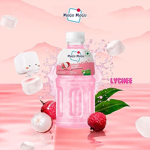 Miniatura 5 de Mogu Mogu Bebida de jugo de lichi y naranja con gelatina Nata de Coco, 10.8 fl oz (paquete de 6)  Refrescante bebida tropical tailandesa para beber