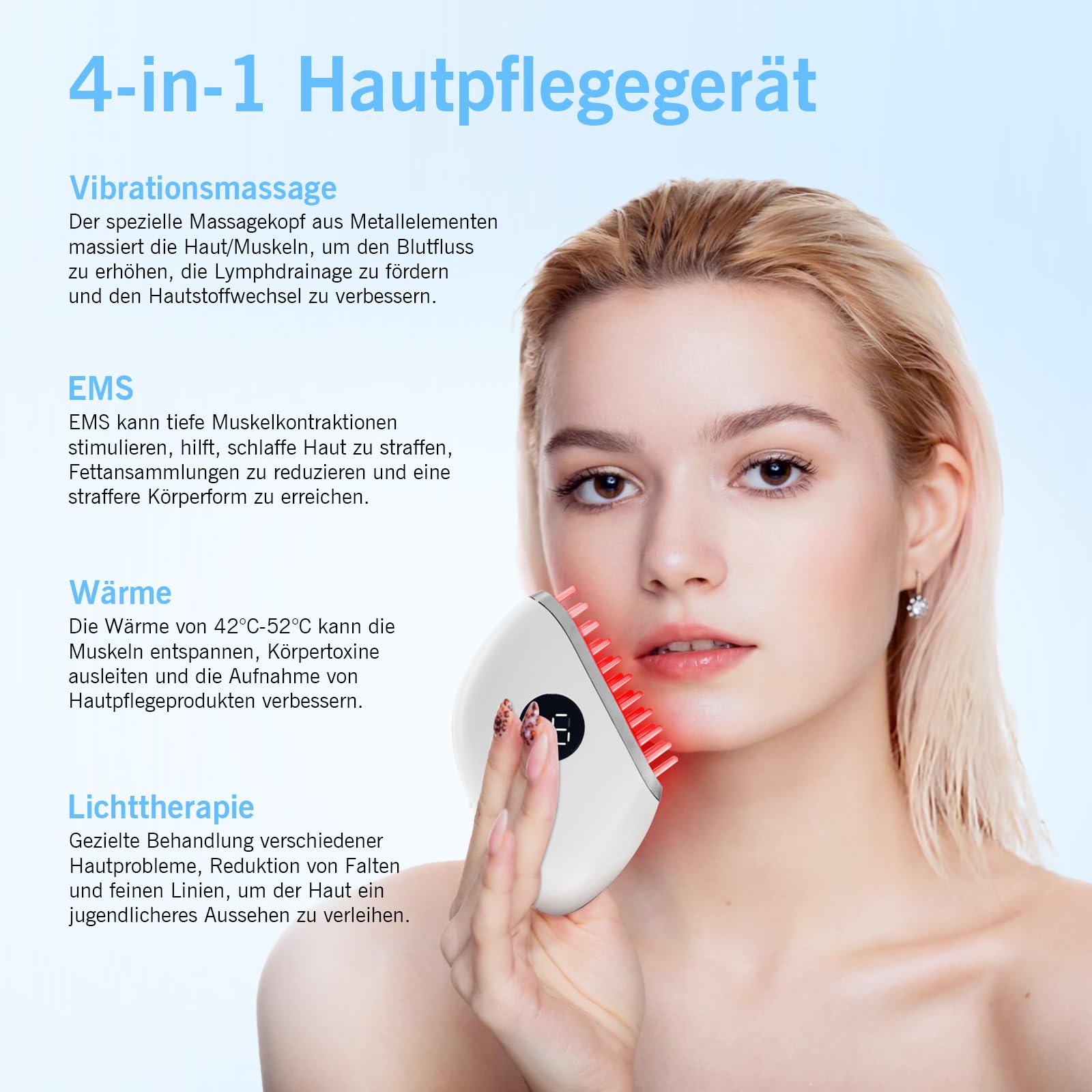 EMS Gua Sha Gesichtsmassagegerät LED Rotlicht Violettlicht Blau Therapie Gesichtsformungswerkzeug