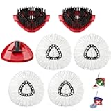 7-Pack Mop Heads Replacements for O Cedar EasyWring 1 Tank System, Includes 4 Microfiber Spin Mops, 2 Scrub Brushes, and 1 Base, Reusable Set Mop Replace Head for Cleaning Home, Bathroom, Kitchen