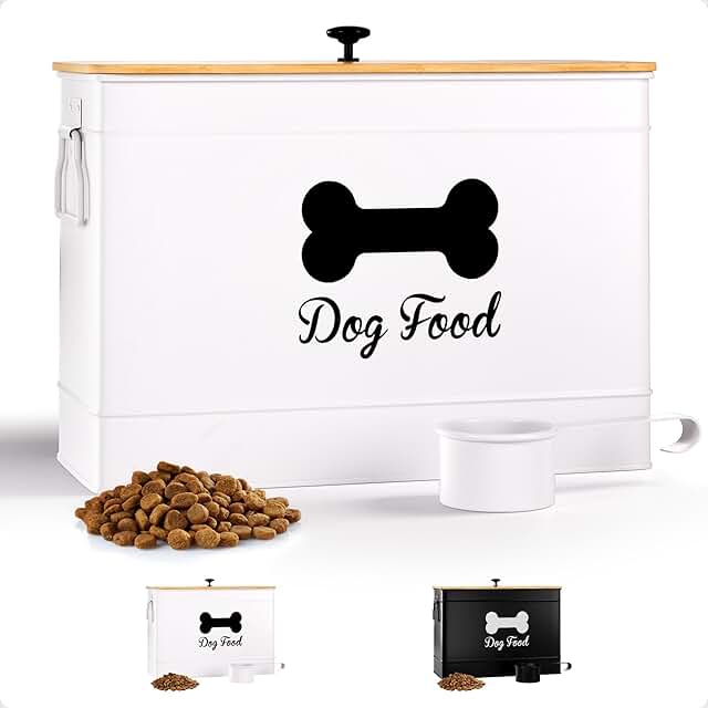 Dog Food Container Airtight 15 lb (50 Cup) Capacity with Metal Scoop - C...