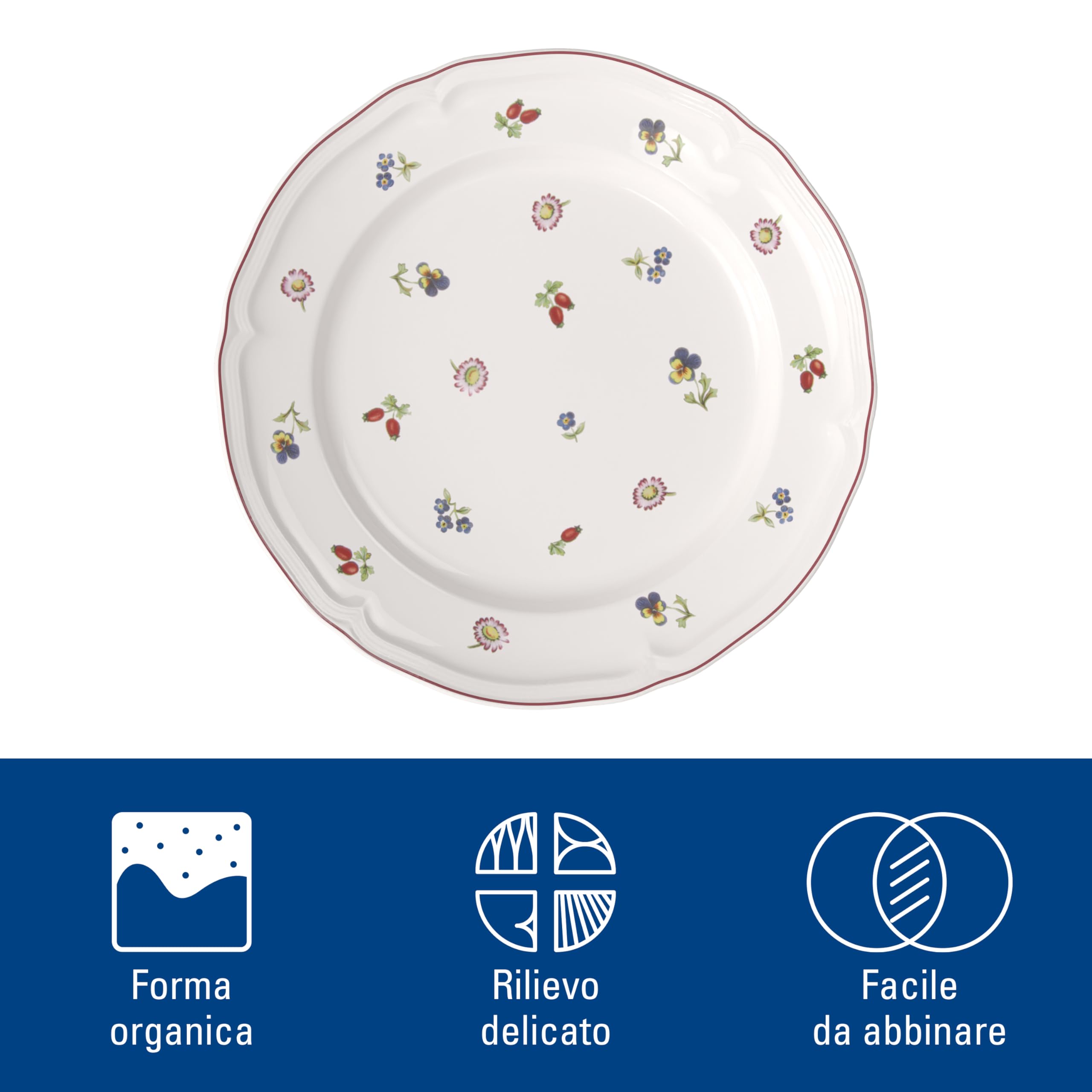Villeroy & Boch - Petite Fleur Piatto Piano Bianco, Lavabile in Lavastoviglie, Adatto per Microonde, Stoviglie, Piatto Ceramica, Porcellana Premium