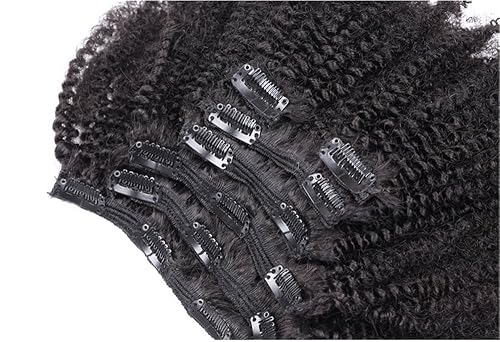 Miniatura 7 de Ms Fenda Cabello virgen remy brasileño extensiones con broches cabello rizado ondulado color natural afroamericano 423 oz 7 piezas por juego 16