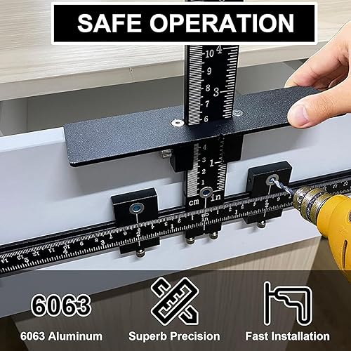 Miniatura 2 de Nematyta - Plantilla de hardware para gabinete, guía de taladro ajustable, plantilla de gabinete para manijas y tiradores en cajonesgabinetes,