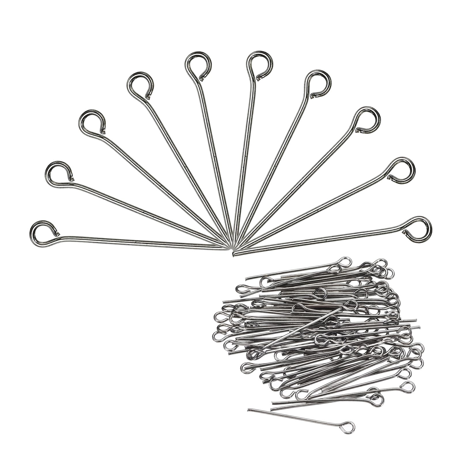 MECCANIXITY 500Pcs Eye Pins Jewelry Making 21 Gauge Dark Gray Eye Pins 24mm Iron Eye Pins for Jewelry Making DIY Craft Necklaces Bracelets Earrings Head Pins