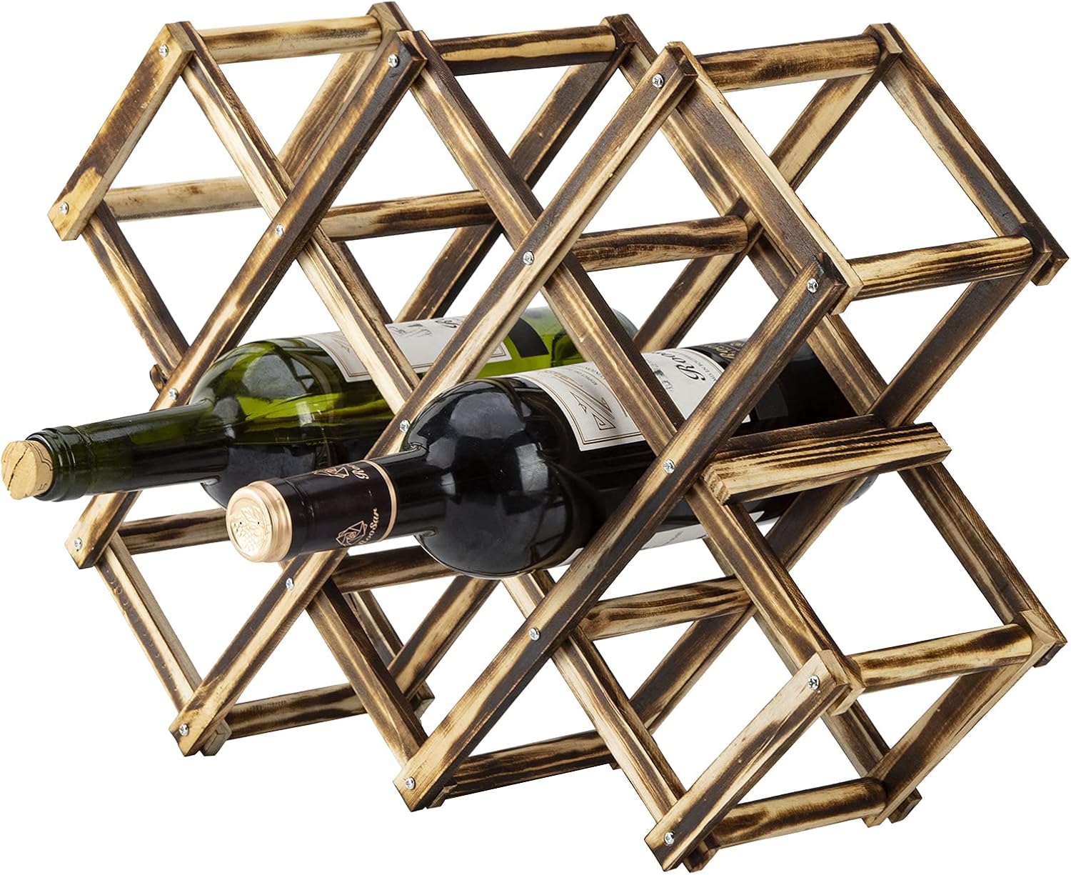 Entemah 10 Slot Foldable Wood Wine Rack, Free Standing Home