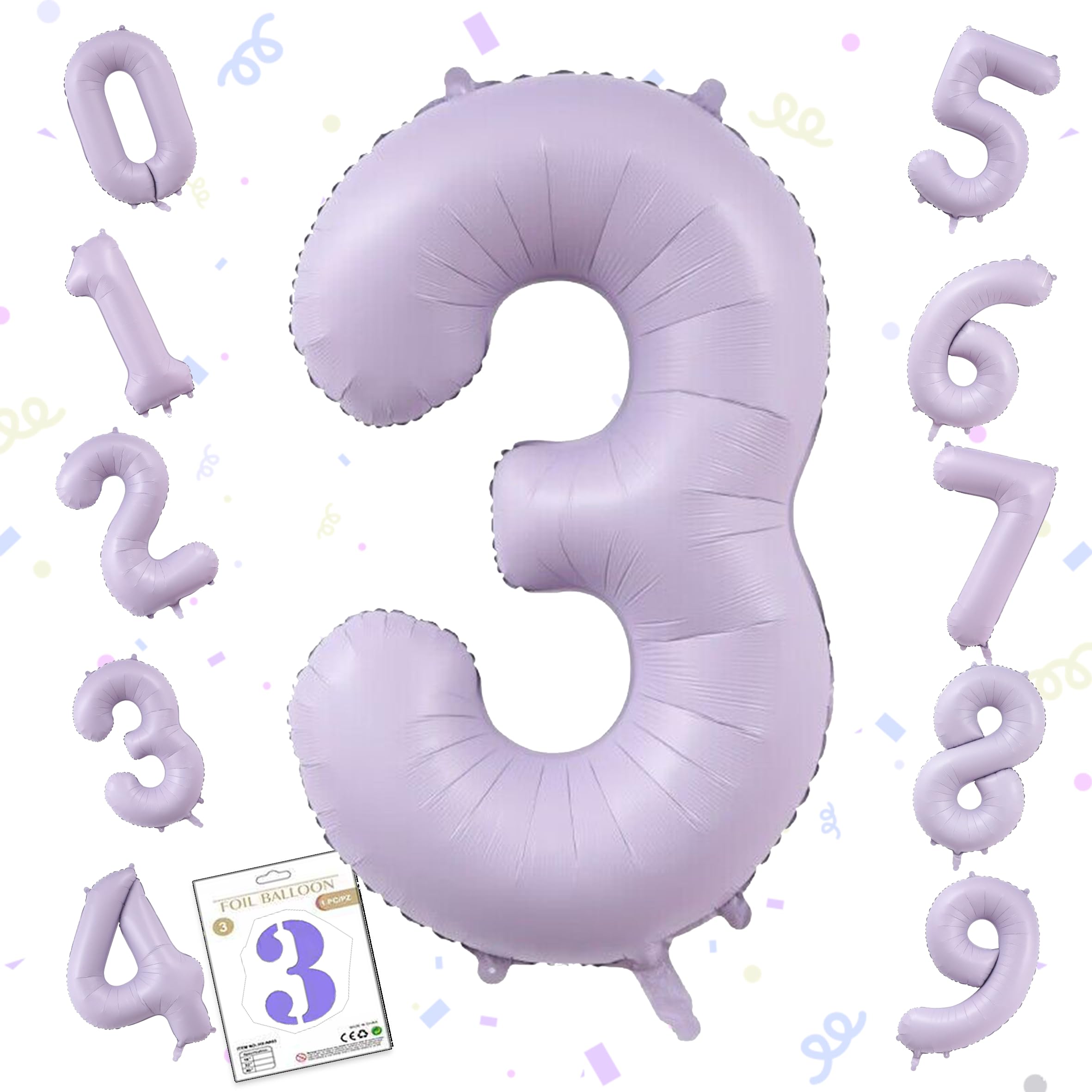 数字バルーン 大きい ナンバーアルミ風船 40インチ約100cm 誕生日 ハッピーバースデー 飾り付け 記念日 お祝い 成人式 卒業 入学 (3、パープル)
