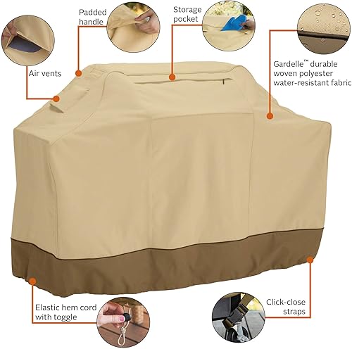 Miniatura 5 de Classic Accessories - Cubierta Veranda para asador/parrilla de BBQ resistente al agua de 72 pulgadas, color caqui con café (Pebble)