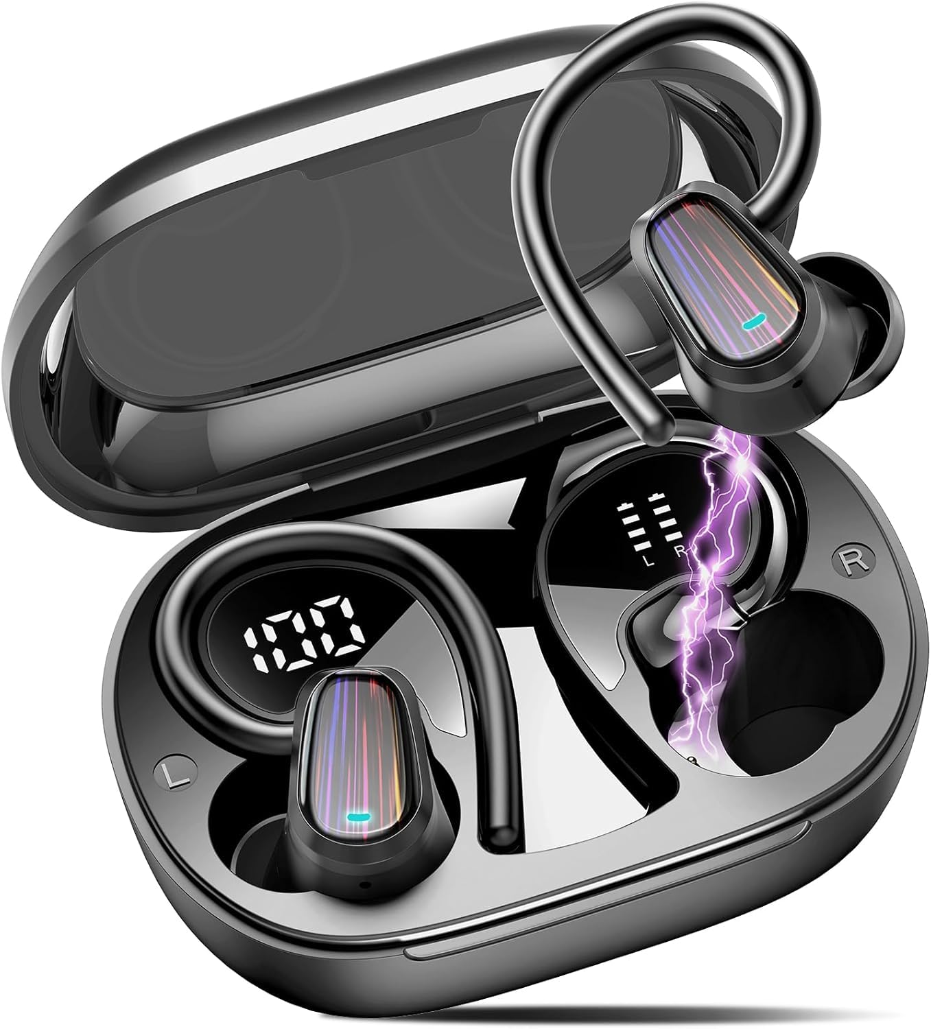 AI Language Translation Earbuds, Translator Earbuds Real Time, Bluetooth Headphones Translating Device for Travel/Business/Leaning, Black