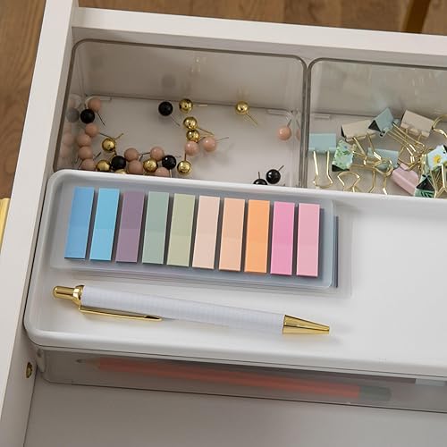 Miniatura 6 de Martha Stewart Grady - Cajas de almacenamiento apilables de plástico transparente con tapas de plástico blanco, juego de 3