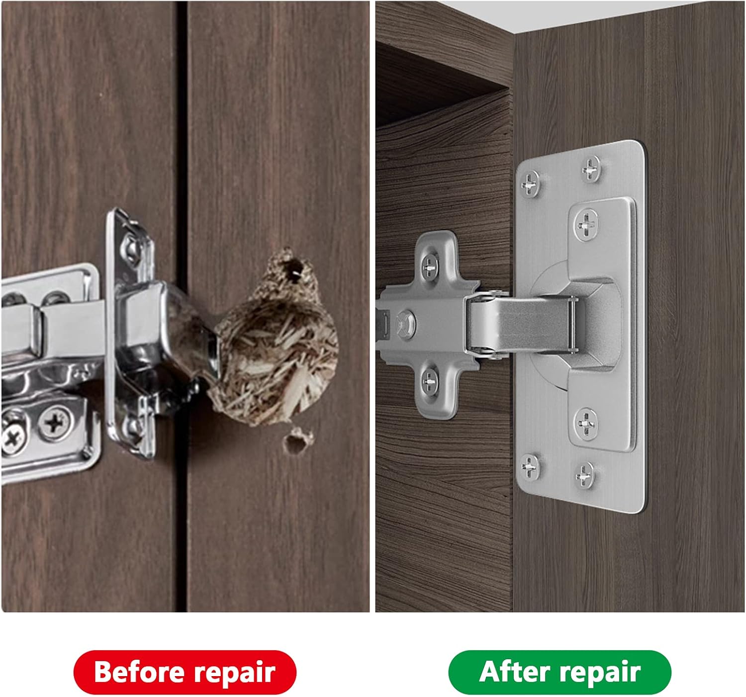 hicoosee 8 Pack Hinges Repair Plate with Screws, Stainless Steel Hinge Repair Plate Kit, Kitchen Cabinet Cupboard Door Hinge Repair Brackets with 48 Screws for Kitchen Furniture Wardrobe 4 71C9fdS7TfL. AC SL1500